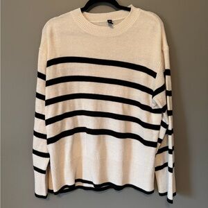 H&M Striped Black and Cream Sweater Sz. Lg